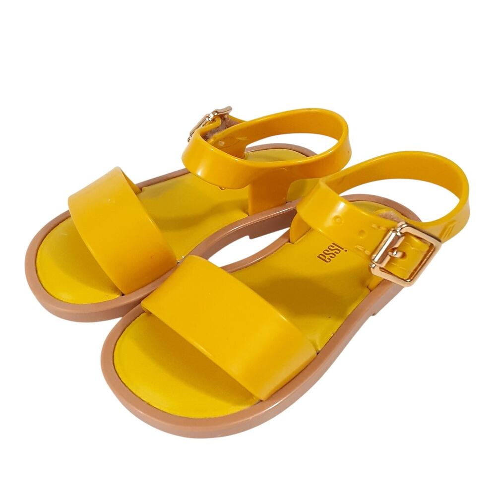 Mini Melissa Yellow Strappy Sandals Toddler 6 Hook and Loop Closure Adjustable